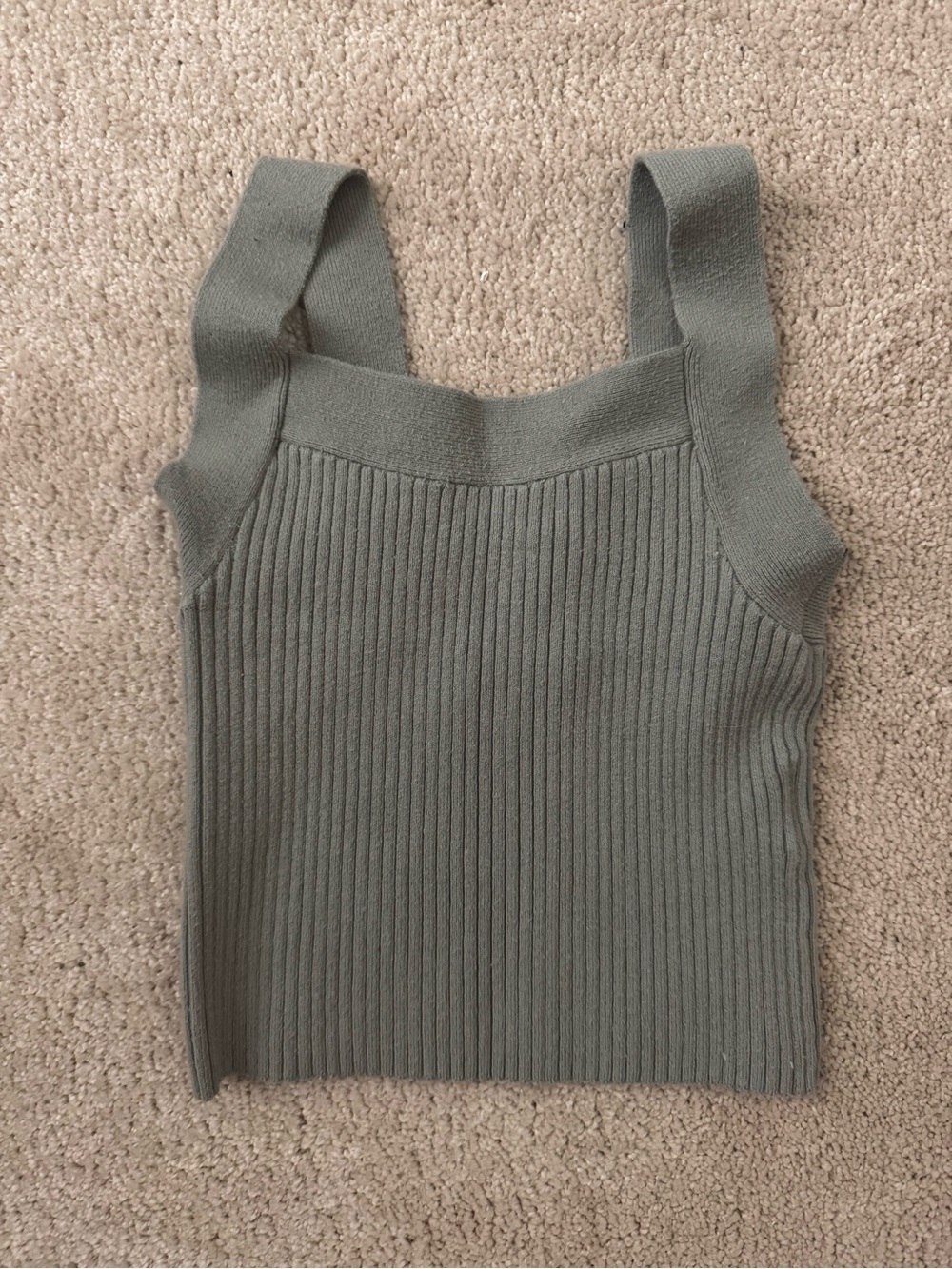 AbercrombieRibbed Square-Neck Tank Top in Olive Green